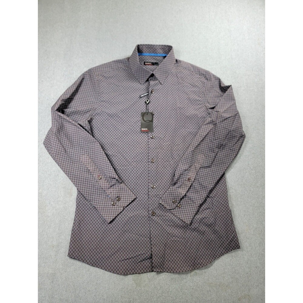 Quieti Shirt Mens M Button Gray Check Performance 4 Way Stretch‎ Casual Dad NEW